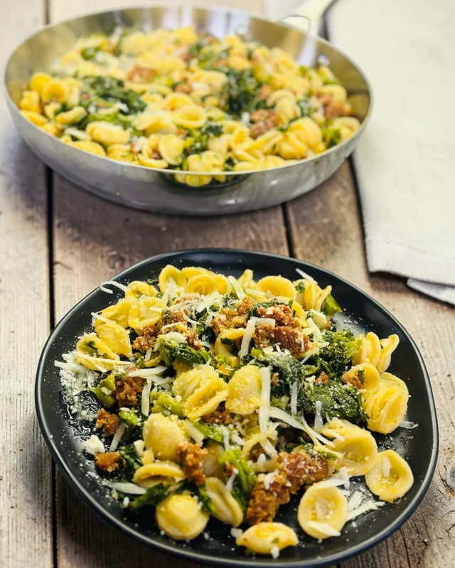 ORECCHIETTE PASTA WITH RABE AND SAUSAGE