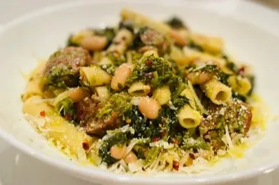PASTA WITH SAUSAGE, RABE & CANNELLINI BEANS